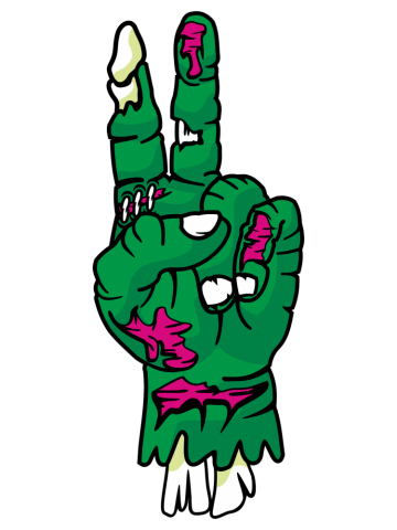 Comic - Zombie Hand Victory Sign - bright