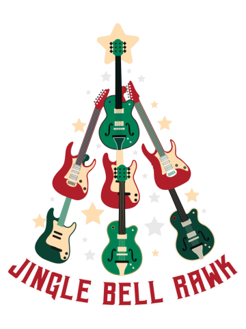 Cool Jingle Bell Rawk Heavy Metal Guitar Christmas Tree