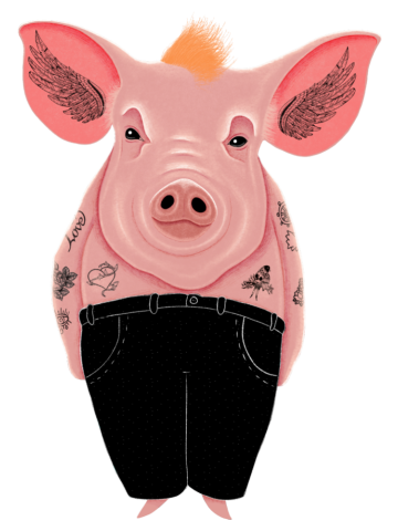 Cool Pig with Tattoos