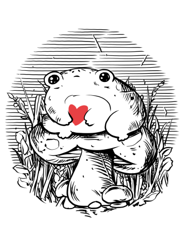 Cottagecore chonky heart frog