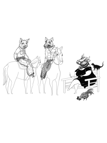 Cow Boys! Pigs on Horses too.