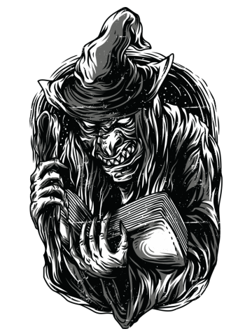 Crazy Witch black and white