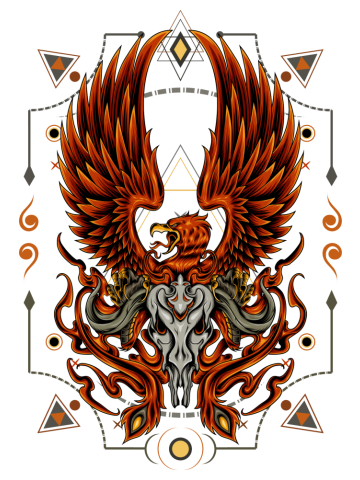 Creative powerful phoenix illustration. animal design template