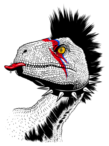 Crested punk disco velociraptor