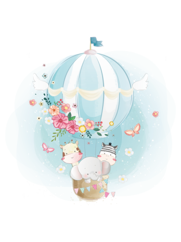 Cute Animals Flying With Air Balloon