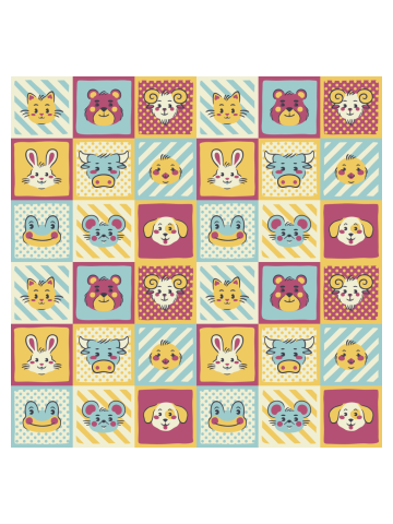 Cute Animals Pattern Bear Rabbit Komodo Dragon