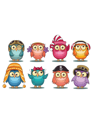 Cute Cartoon Owls Collection
