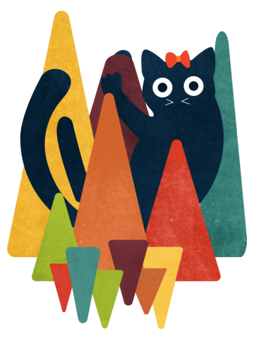 Cute Cat on Colorful Triangle
