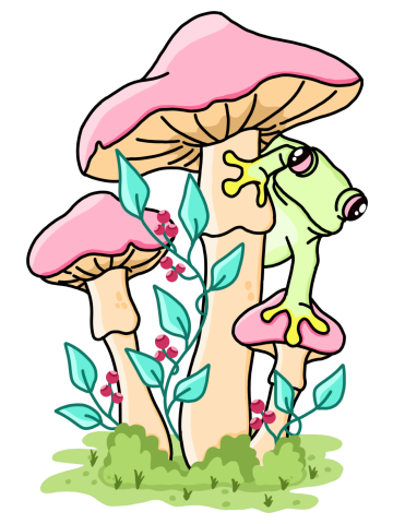 Cute Frog Mushroom Pastel