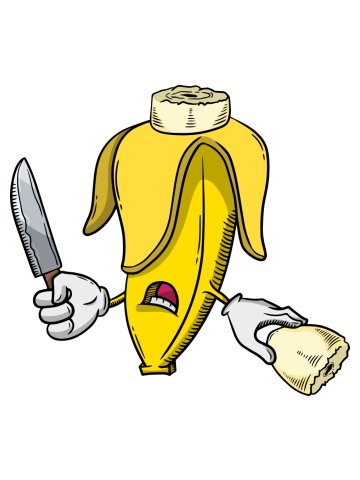 Cute banana with knife character illustration