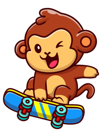 Cute monkey playing skateboard cartoon