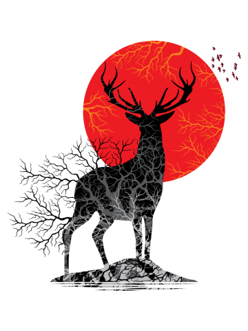 Deer & Tree Sunset
