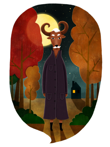 Deer creature at night