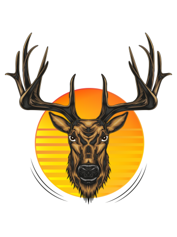 Deer head vector logo. Animal design template for tshirt, clothing apparel.
