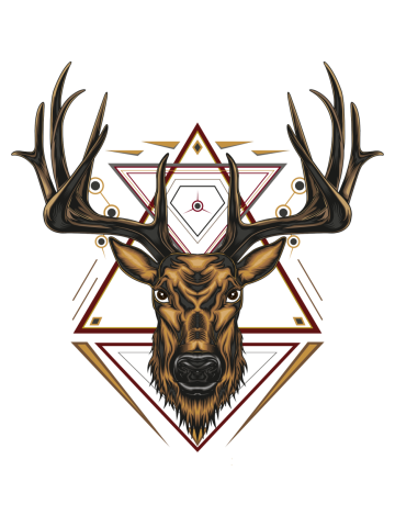 Deer vector art design for t shirt, clothing apparel template.