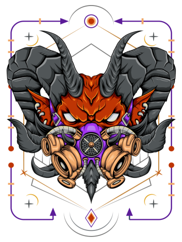 Devil face with apocalypse mask. amazing artwork for design print