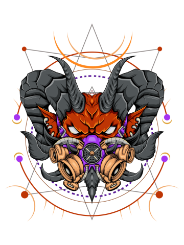 Devil head with angry face
