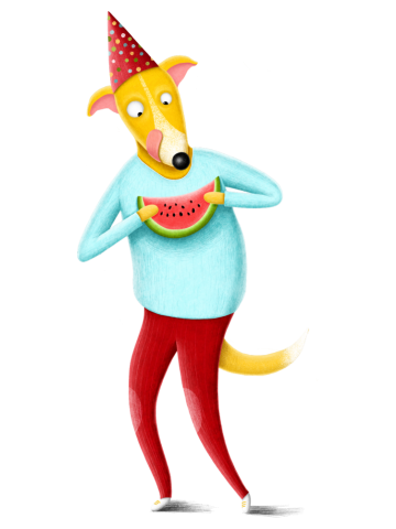 Dog with Watermelon