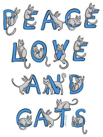 Dramabite Peace love and cats