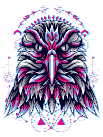 Eagle hawk face cyberpunk glitch