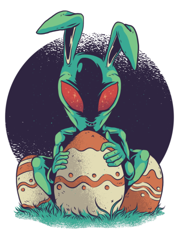 Easter Bunny Alien with Easter Eggs