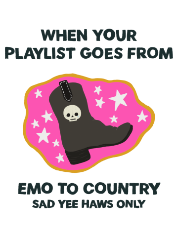 Emo to Country Playlist (2023, Dark Blue Text)