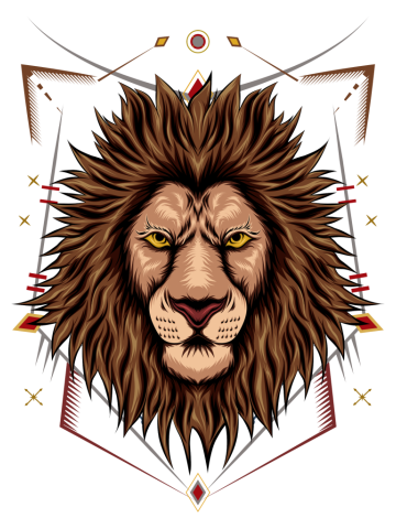 Ferocious lion head illustration. design template for t shirt, clothing, apparel, and merchandise.
