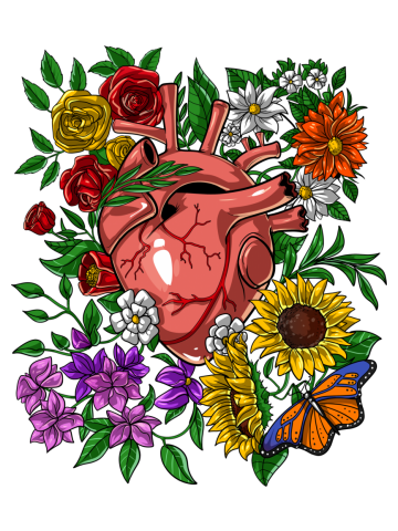 Floral Anatomical Heart
