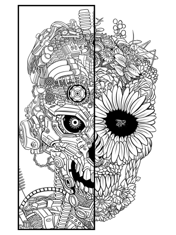 Floral mechanical skull