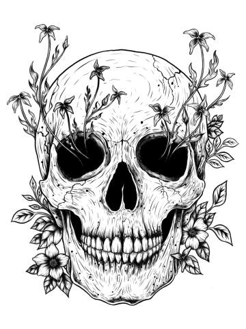 Flowers on Skull