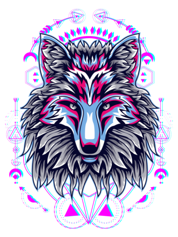 Fox cyberpunk glitch face