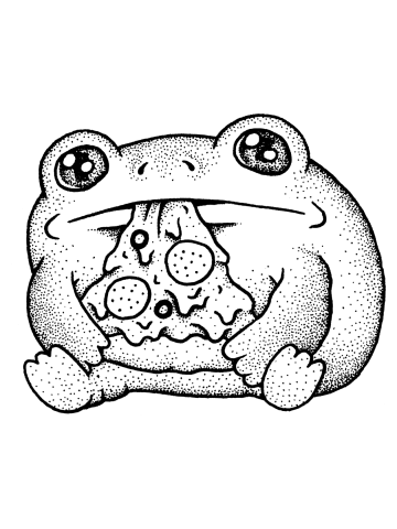 Frog pizza B&W
