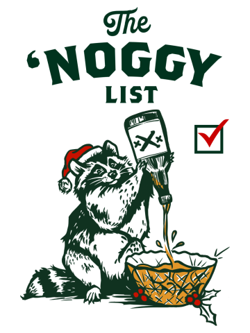 Funny Christmas Santa Raccoon Drinking Rum Eggnog