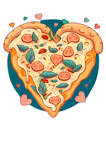 Funny Pizza Italian Lover Heart Food Slice Party Eating Cook