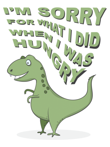 Funny cartoon dinosaur t-rex with lettering