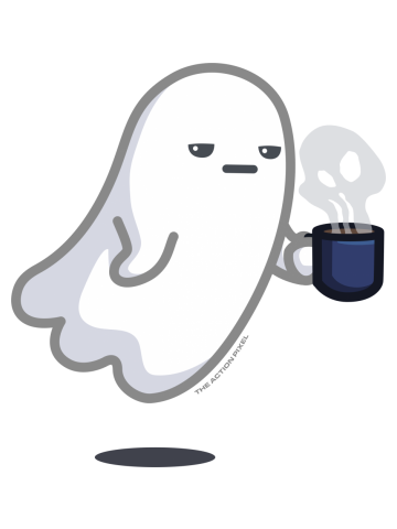 GRAVEYARD SHIFT - Cute ghost with coffee