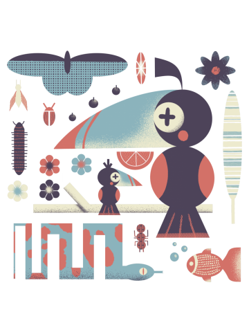 Geometric Toucan and Colorful Jungle Animals