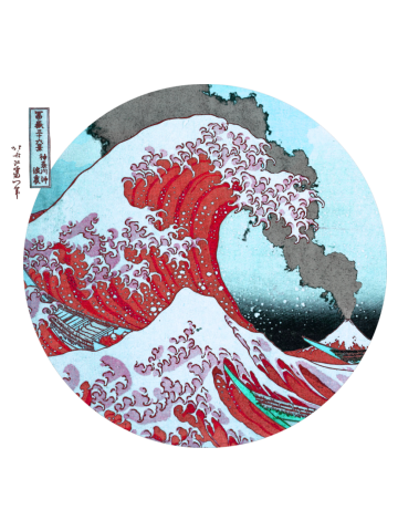 Great Wave Off Kanagawa Mount Fuji Eruption