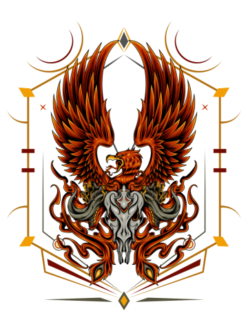Hand drawn mythical phoenix with high resolution