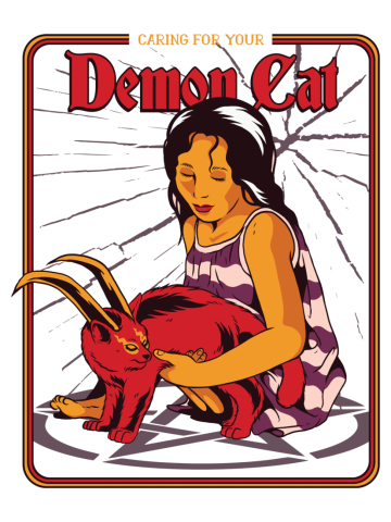 Hilarious Retro Demon Cat Halloween Design