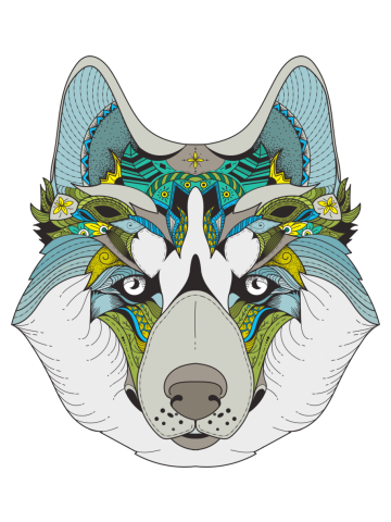 Husky Patterned With Flowers