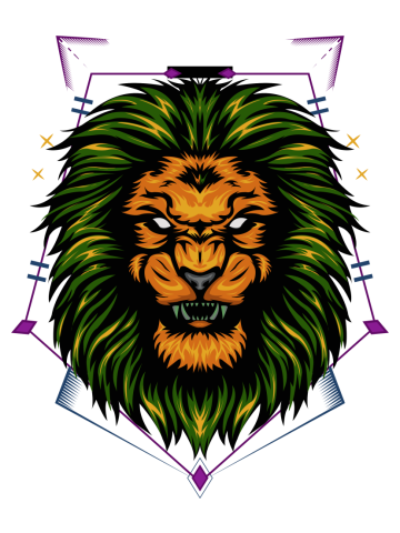 Illustration of The Lion with sacred symbol on white background for t shirt design.