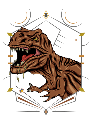 Illustration of tyrannosaurus with element background. design for apparel and merchandise.
