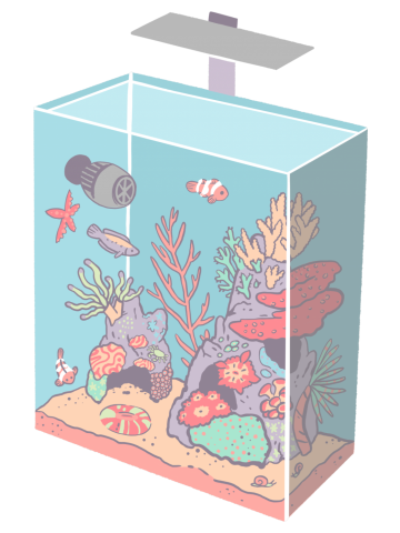 Isometric Coral Reef Tank with Fish