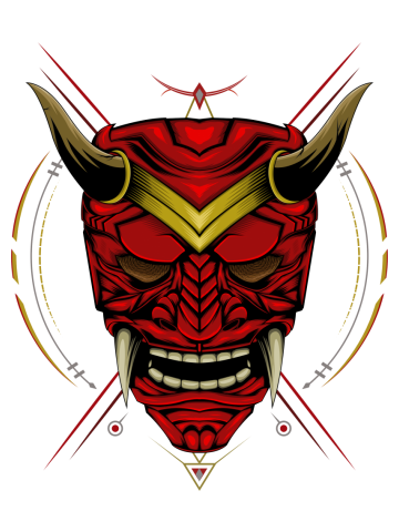 Japanese ghost illustration. vector mask design template.