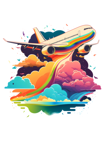 Jet Airplane Aviation Flying Pilot Rainbow Plane Sky Clouds