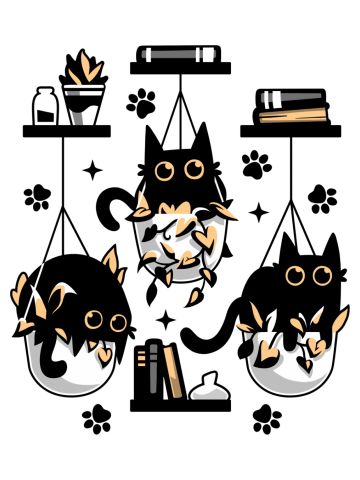 Kittens In Plant Pots - Cute Black Cats (light)