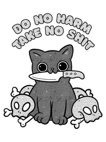 Kitty Knife Skulls Do No Harm Take No Shit