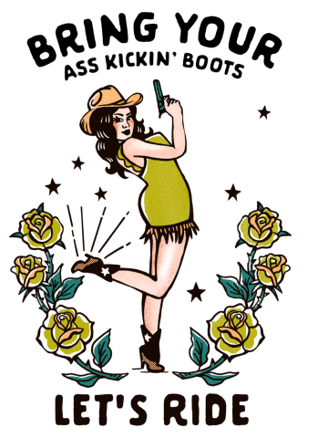 Let's Ride: Retro Western Cowgirl Country Rodeo Pinup