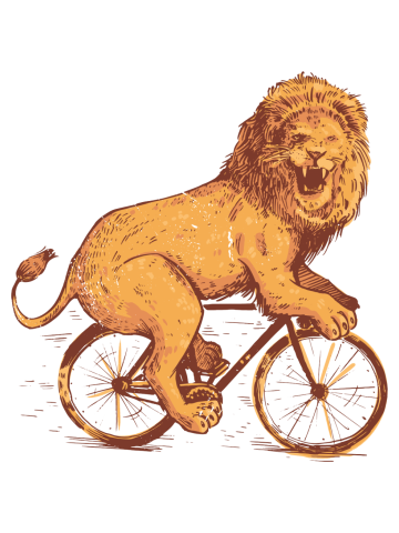 Lion On Racing Bike Bicycle Cycle Lions